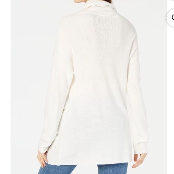 NWT New Bar III Winter White Cowl Neck Sweater Dress/Tunic Asymmetrical Zipper M - Picture 2 of 7